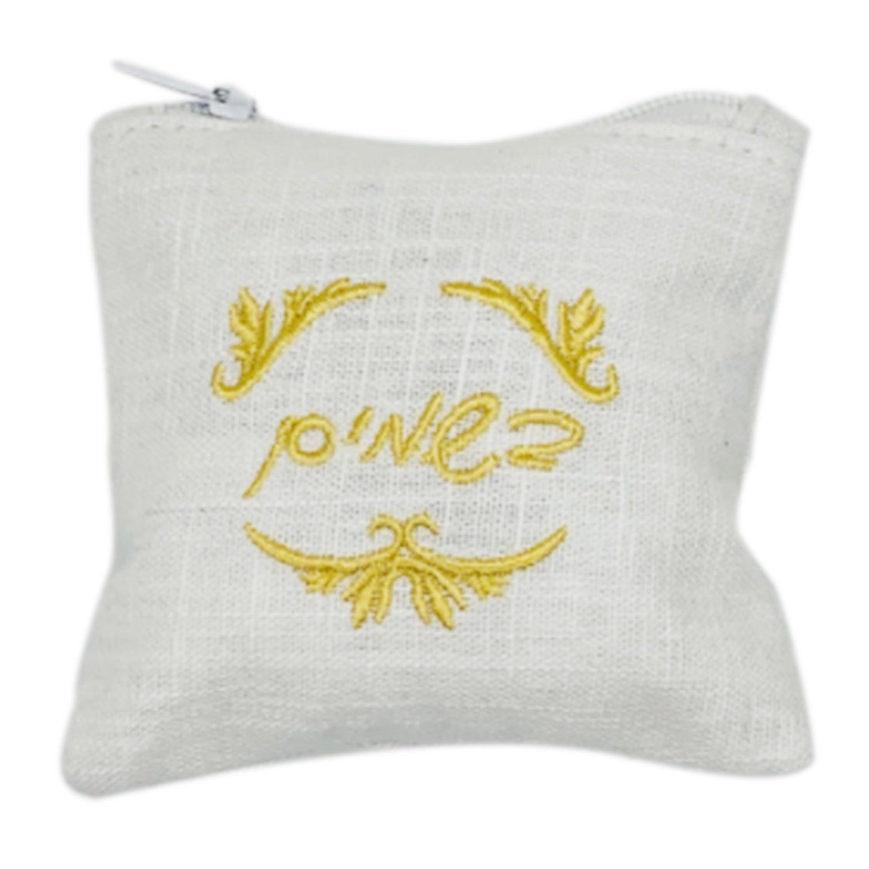 Besamim Embroidered Cushion featuring intricate designs, 4 x 4 inches with a zipper closure, perfect for home decor.