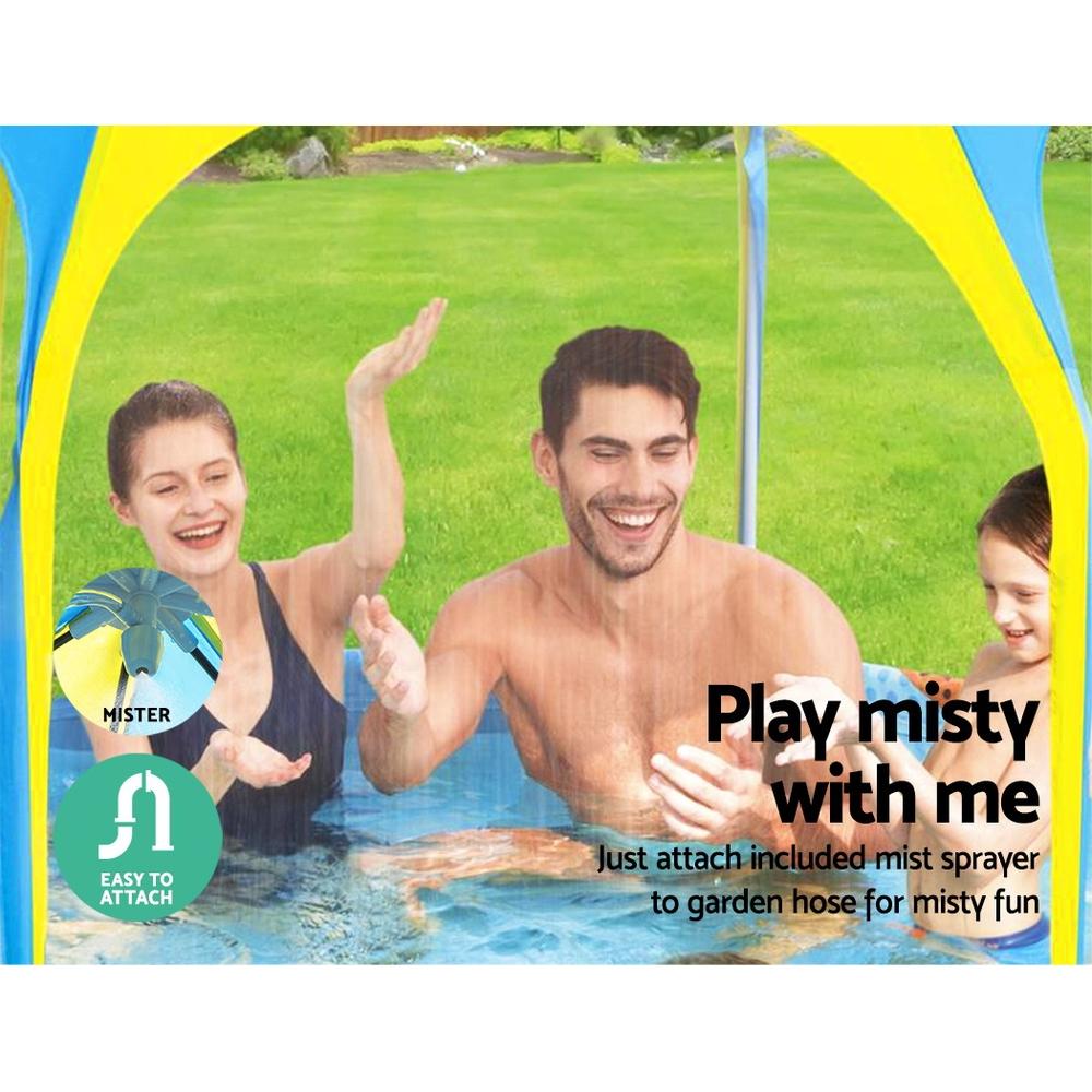 Bestway Above Ground Swimming Pool in yellow with mist shade, showcasing durable 3-ply walls and rust-resistant metal frames.