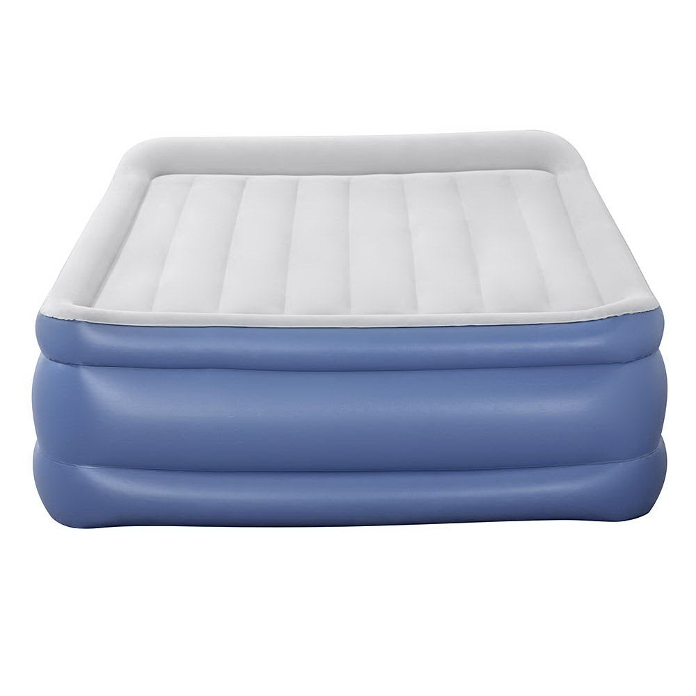 Bestway Air Bed Inflatable Mattress Queen with a comfortable flocked surface and built-in electric pump, ideal for indoor and outdoor use.