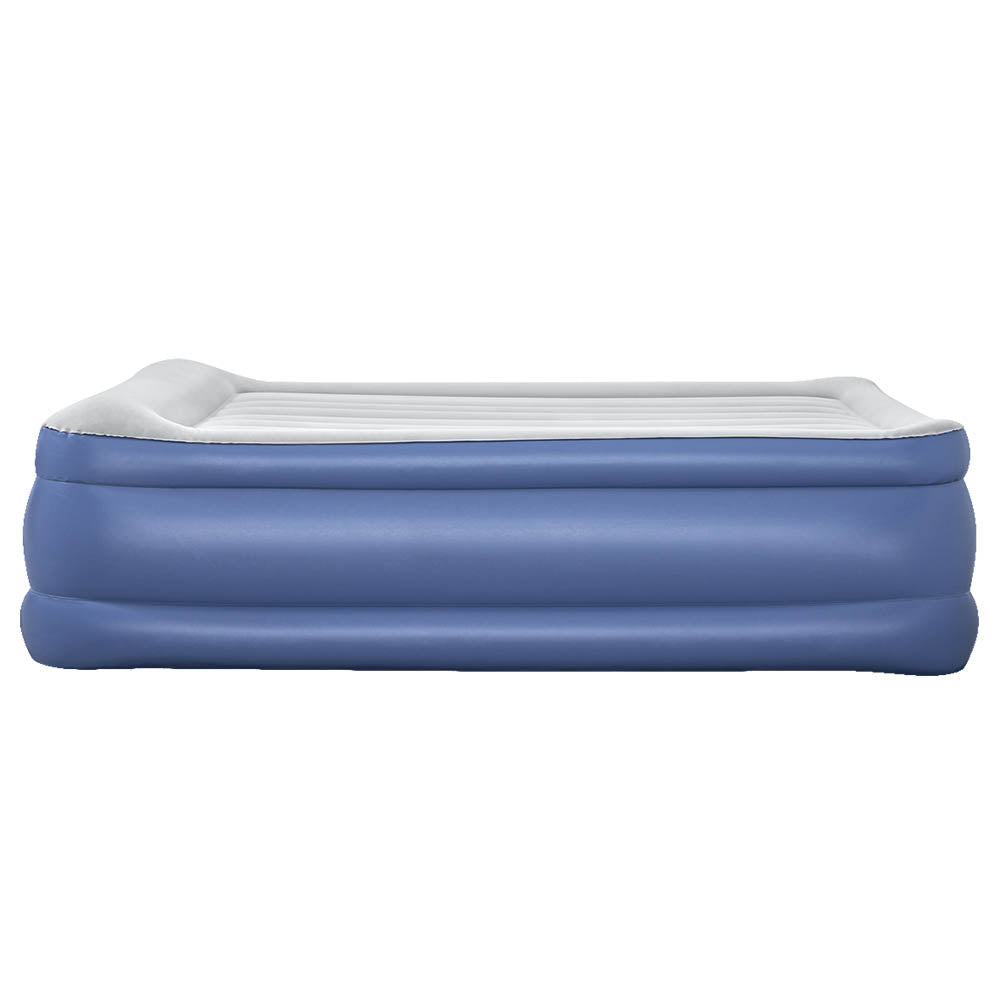 Bestway Air Bed Inflatable Mattress Queen with a comfortable flocked surface and built-in electric pump, ideal for indoor and outdoor use.