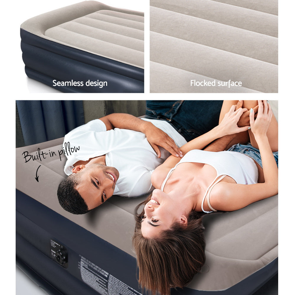 Bestway Air Bed - Single Size with a comfortable flocked surface and built-in pump, ideal for indoor and outdoor use.