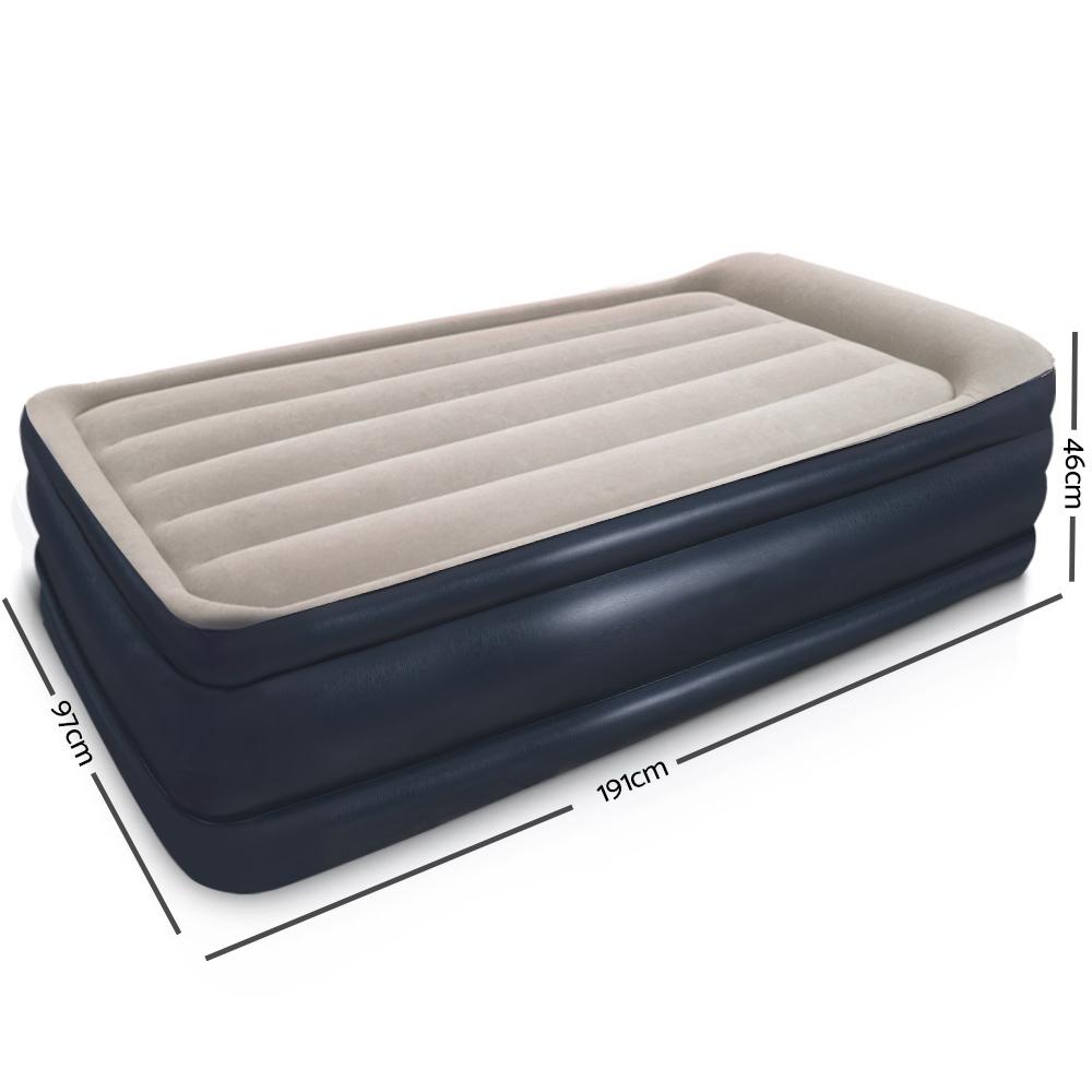 Bestway Air Bed - Single Size with a comfortable flocked surface and built-in pump, ideal for indoor and outdoor use.