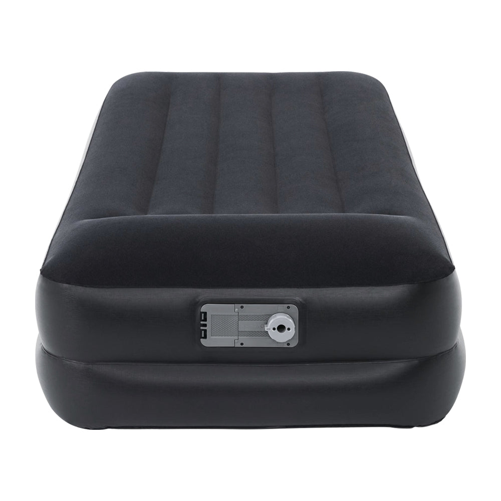 Bestway Air Mattress Bed single size with built-in pillow and pump, ideal for camping and guest use.