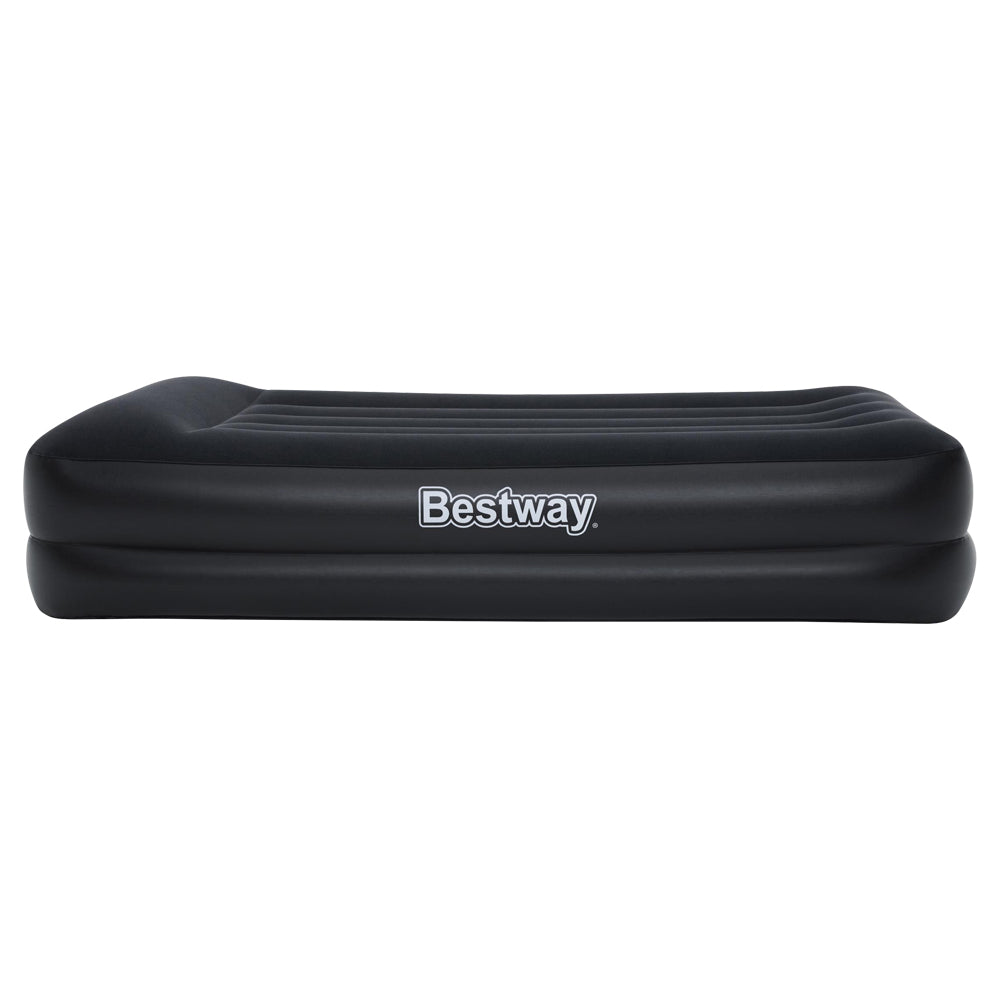 Bestway Air Mattress Bed single size with built-in pillow and pump, ideal for camping and guest use.