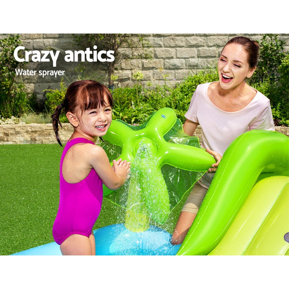 Bestway Fantastic Aquarium Pool with slide and inflatable toys, featuring a vibrant aquatic theme for children's play.