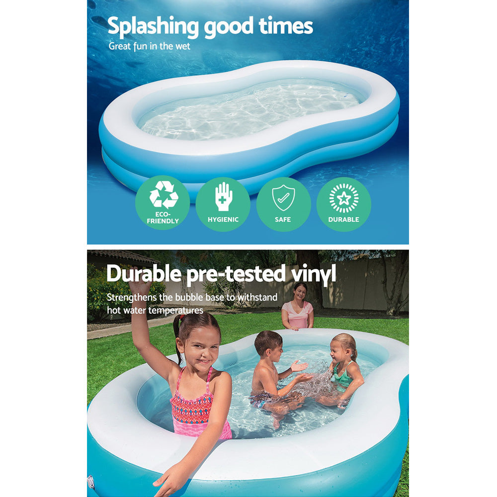 Bestway Inflatable Family Pool in a backyard setting, showcasing its spacious design and vibrant colors, perfect for summer fun.