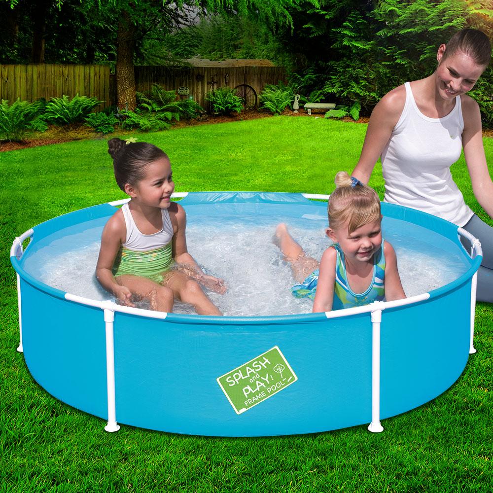 Bestway Kids Swimming Pool - Round with rust-resistant steel frames and heavy-duty side walls, perfect for summer fun.