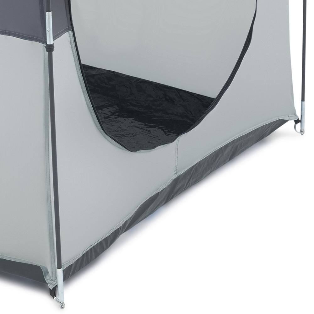 Bestway Portable Change Room for Camping, featuring a weatherproof tent with sturdy fiberglass poles and side windows, ideal for outdoor privacy.