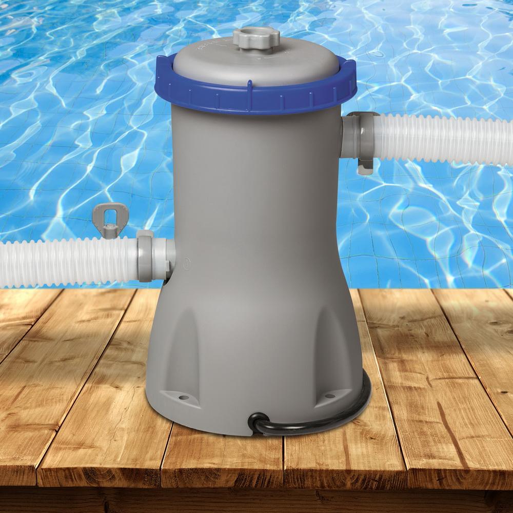 Bestway Swimming Filter Pump designed for above-ground pools, featuring a filter cartridge and air purge valve.