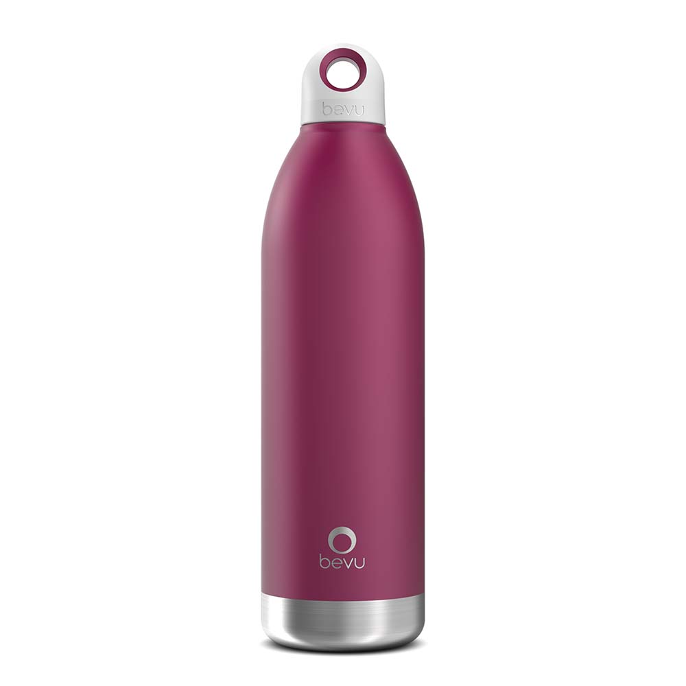 Bevu® DUO Insulated Bottle in Plum color, 750ml capacity, showcasing its sleek design and double vacuum insulation features.