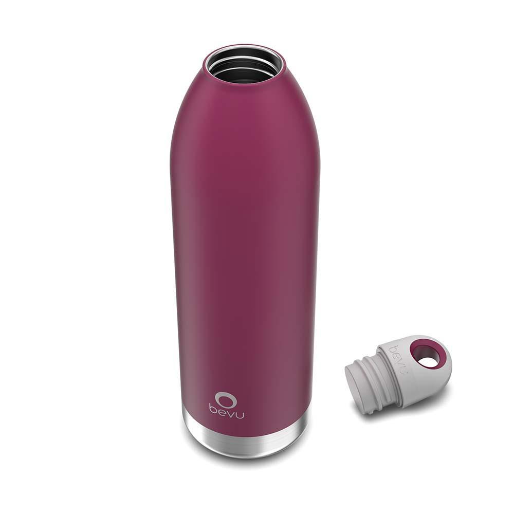 Bevu® DUO Insulated Bottle in Plum color, 750ml capacity, showcasing its sleek design and double vacuum insulation features.