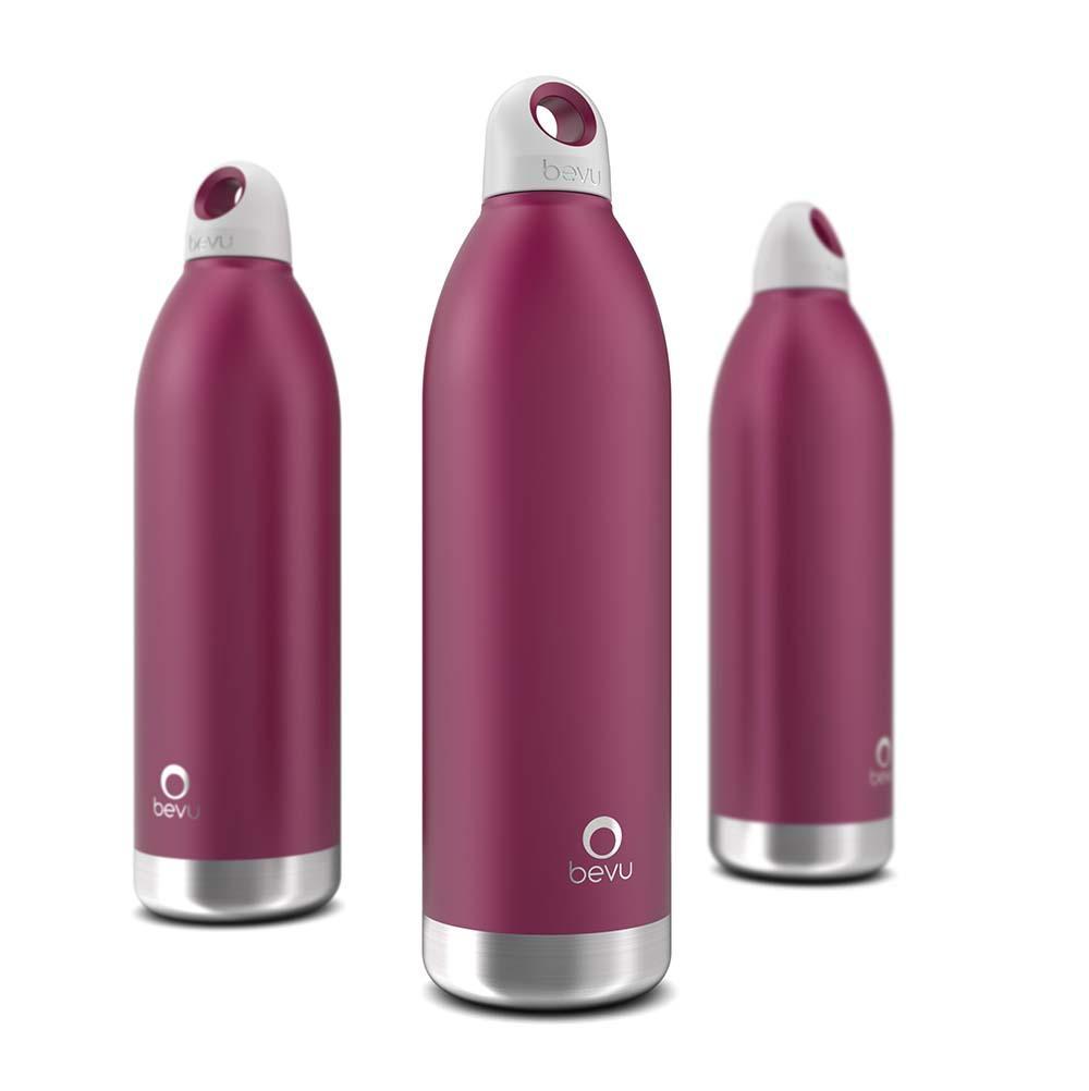 Bevu® DUO Insulated Bottle in Plum color, 750ml capacity, showcasing its sleek design and double vacuum insulation features.