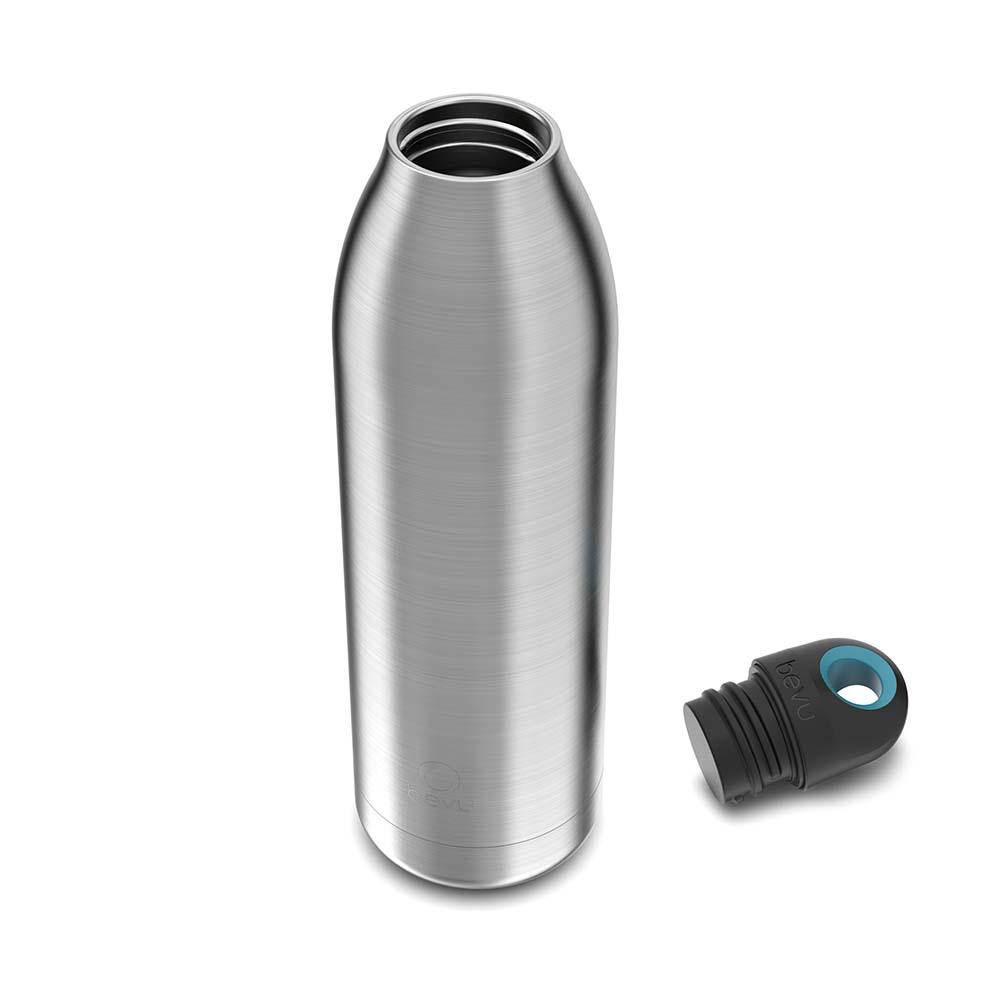 Bevu® DUO Insulated Bottle Steel in vibrant colors, showcasing its sleek design and double vacuum insulation features.