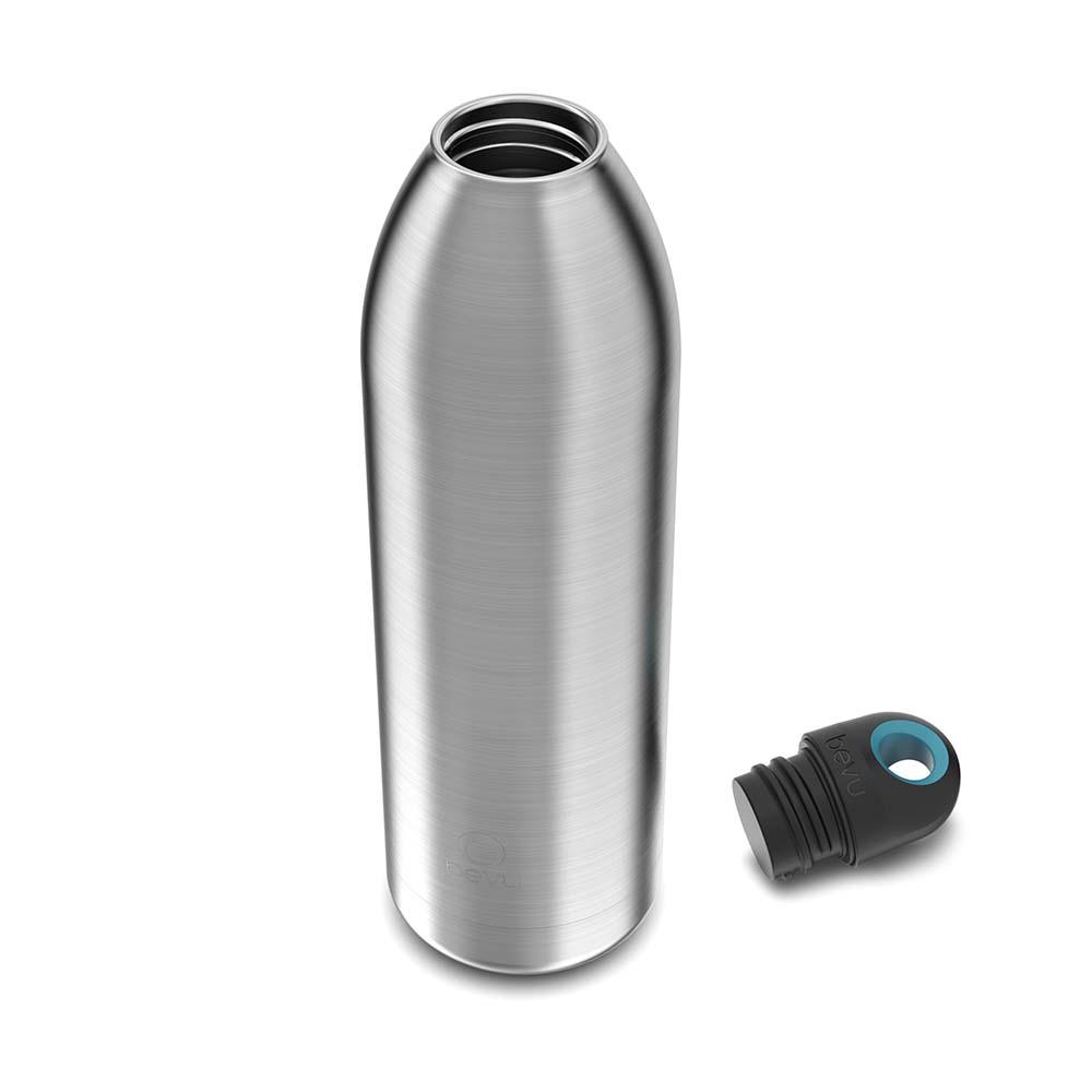 Bevu® DUO Insulated Bottle Steel in vibrant colors, showcasing its sleek design and double vacuum insulation for hot and cold beverages.