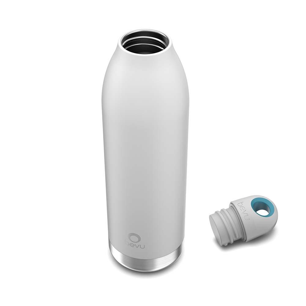 Bevu® DUO Insulated Bottle in White, 550ml, showcasing its sleek design and double vacuum insulation features.