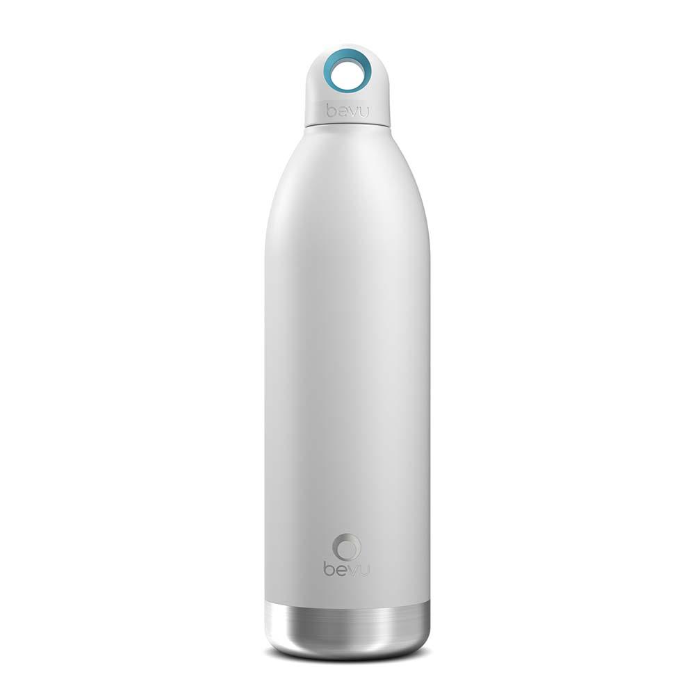 Bevu® DUO Insulated Bottle in White, 750ml, showcasing its sleek design and double vacuum insulation features.