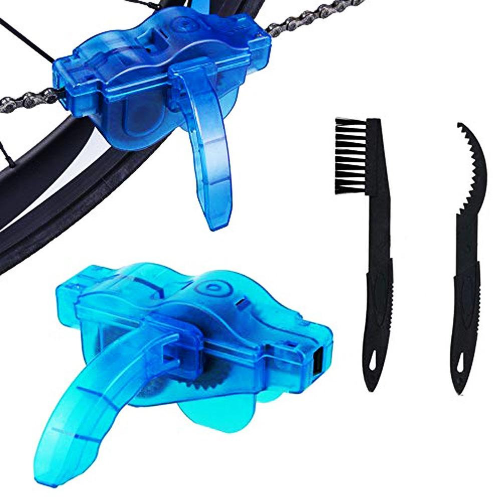 Bicycle Scrubber Bike Chain Cleaner Brush Tool in blue, designed for efficient bike chain cleaning.