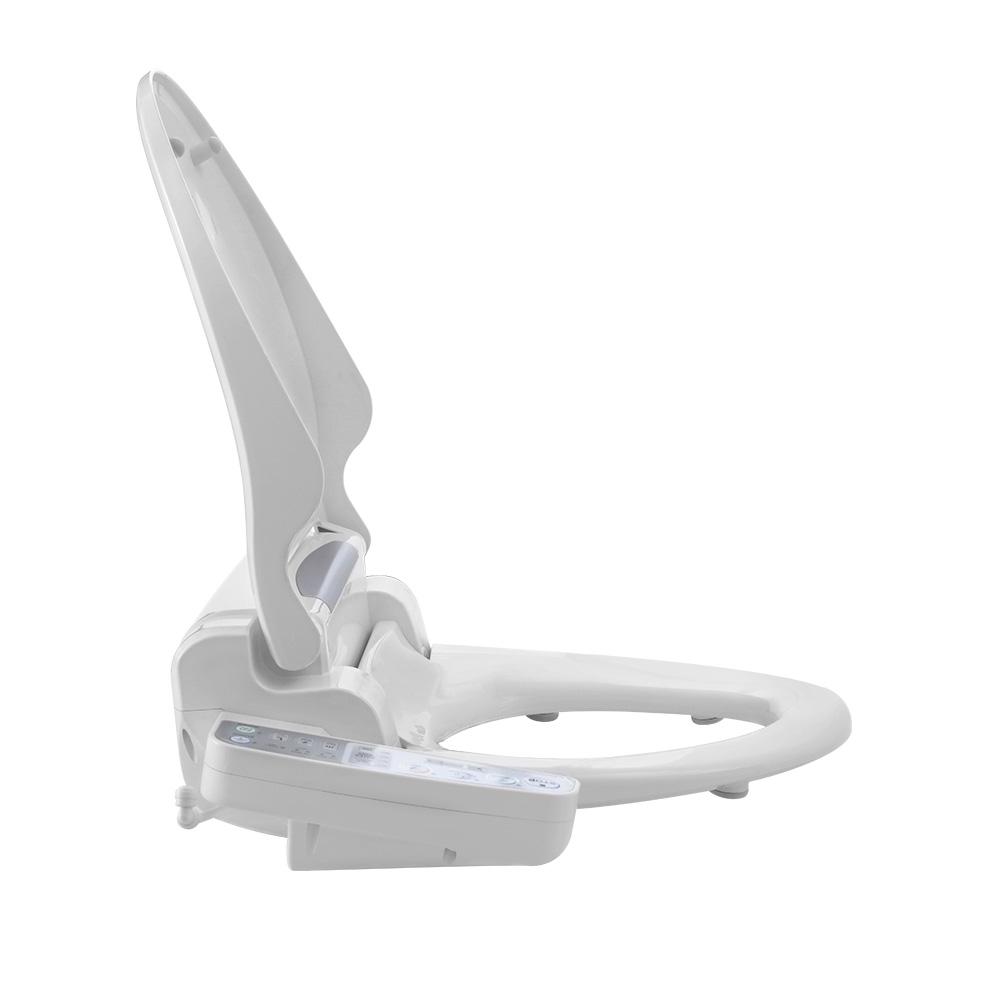 Electric Bidet Toilet Seat Cover with control panel and stainless steel nozzle, designed for comfort and hygiene.