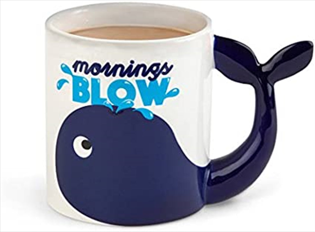 Big Mouth Mornings Blow Coffee Mug with humorous design, holding 20 oz of beverage.