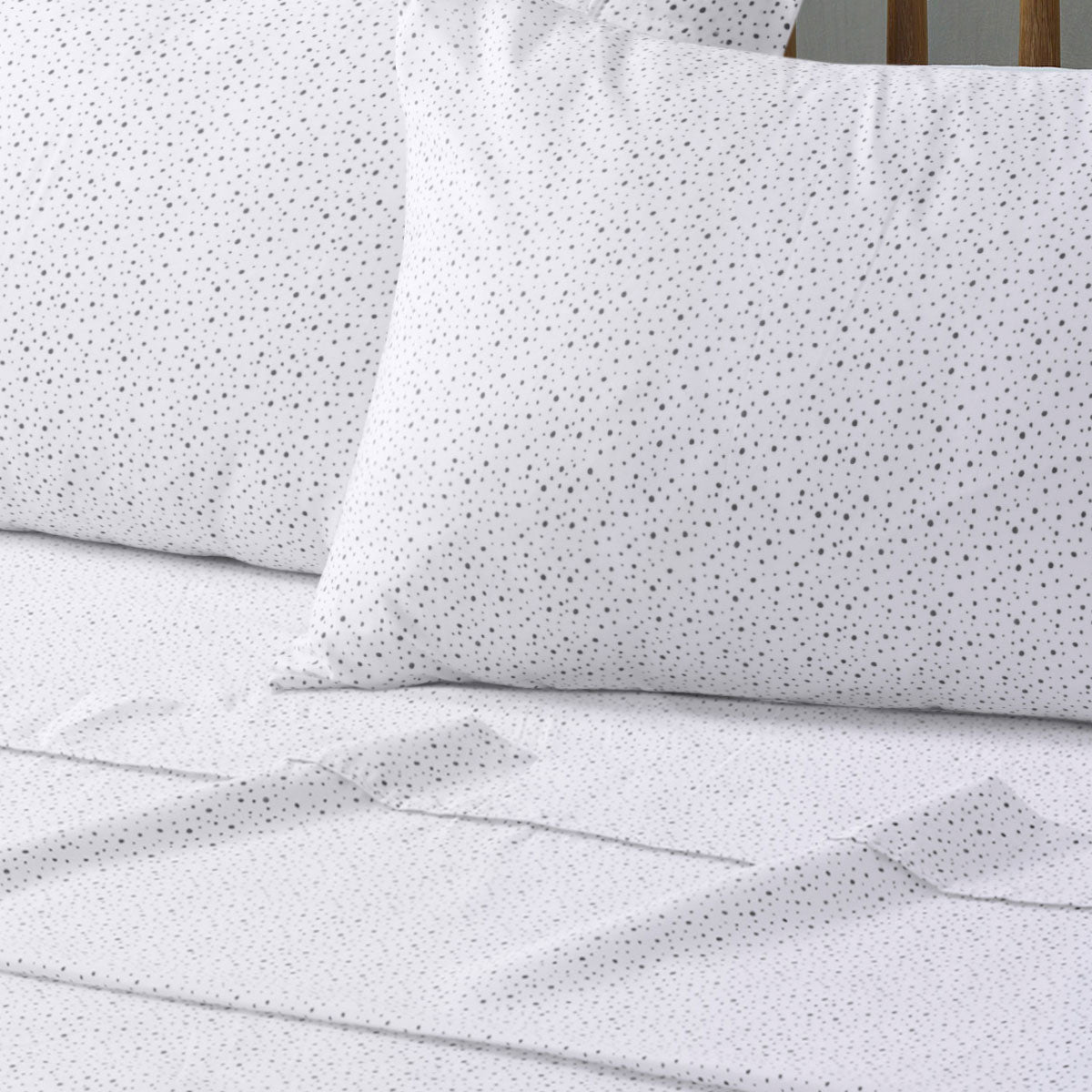 Big Sleep Spotty Printed Microfibre Sheet Set featuring a playful black and white dots design, perfect for adding style to your bedroom.