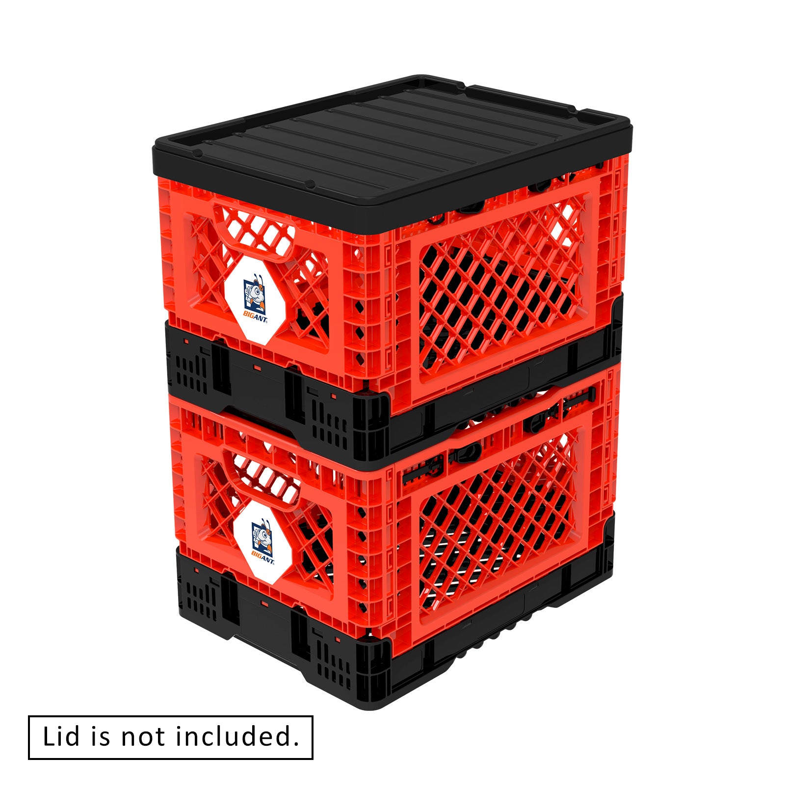 BigAnt Red Smart Foldable Stackable Crate 25L, showcasing its collapsible design and sturdy construction.