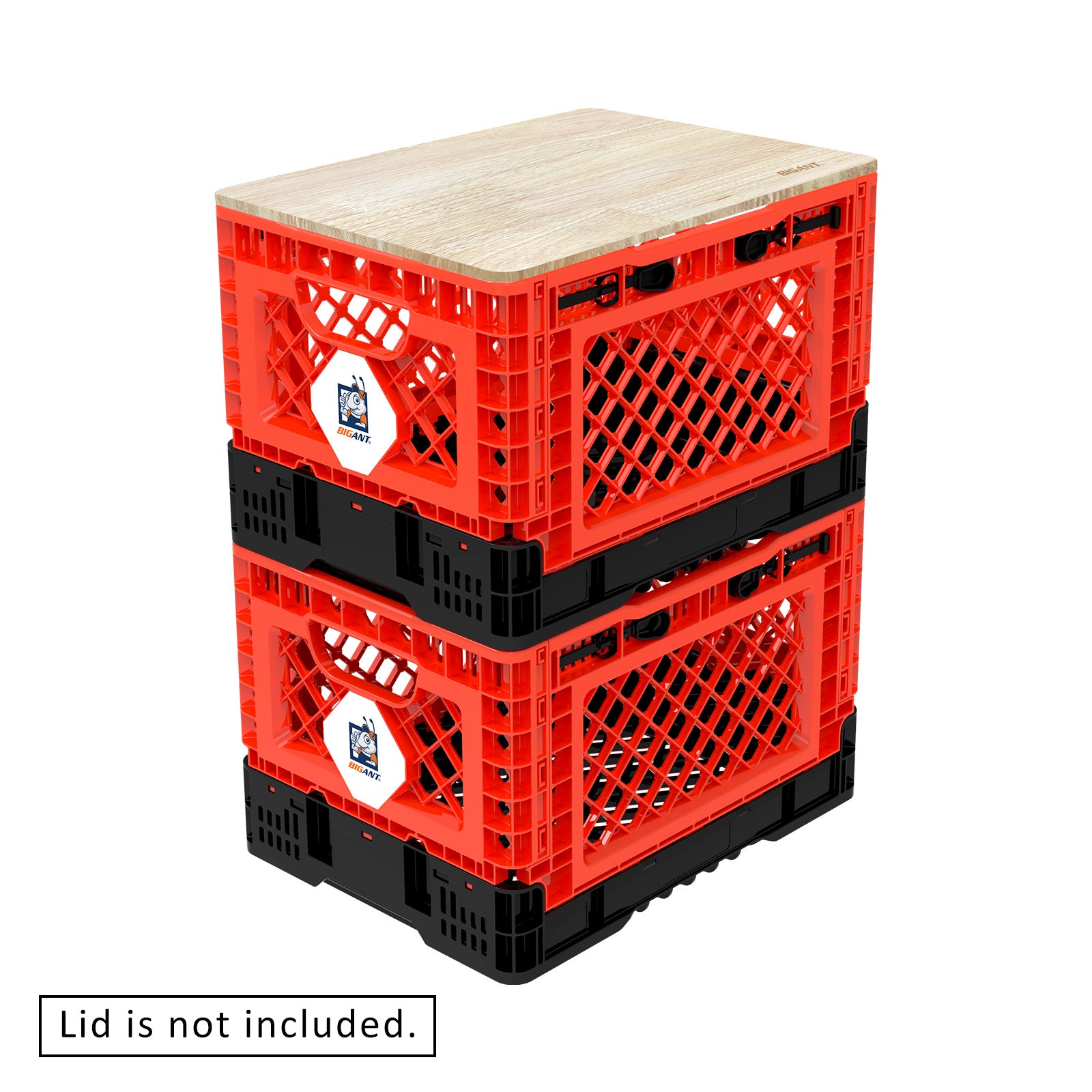 BigAnt Red Smart Foldable Stackable Crate 25L, showcasing its collapsible design and sturdy construction.