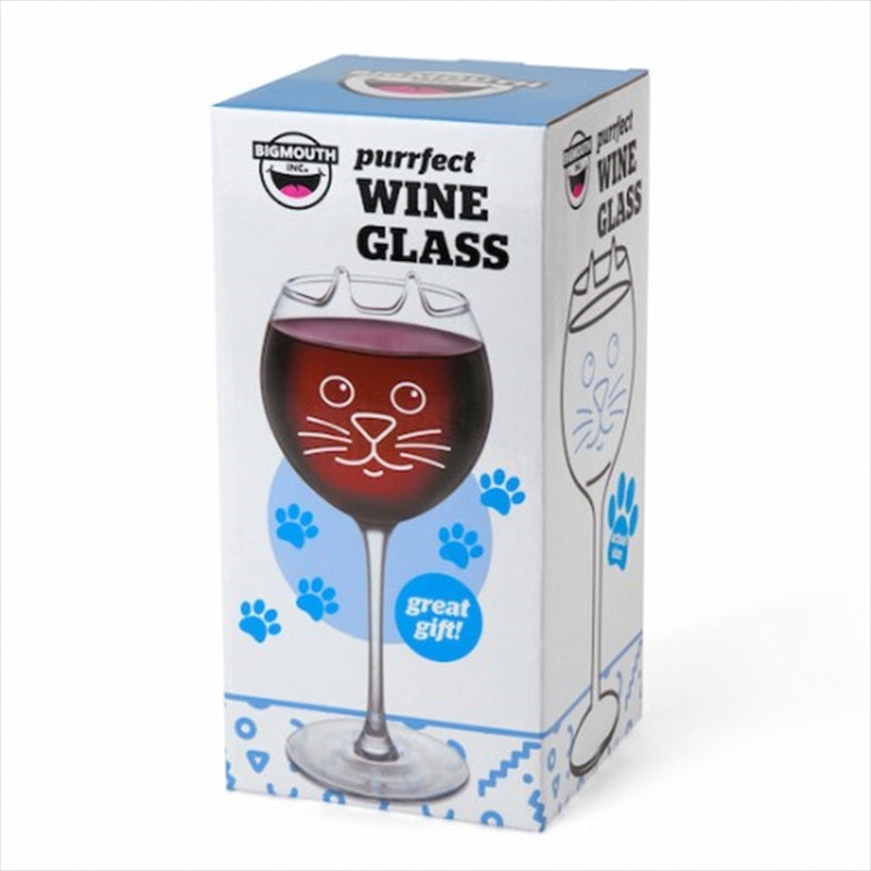 BigMouth The Purrfect Wine Glass shaped like a cute cat, holding 14 oz of wine, perfect for cat lovers.