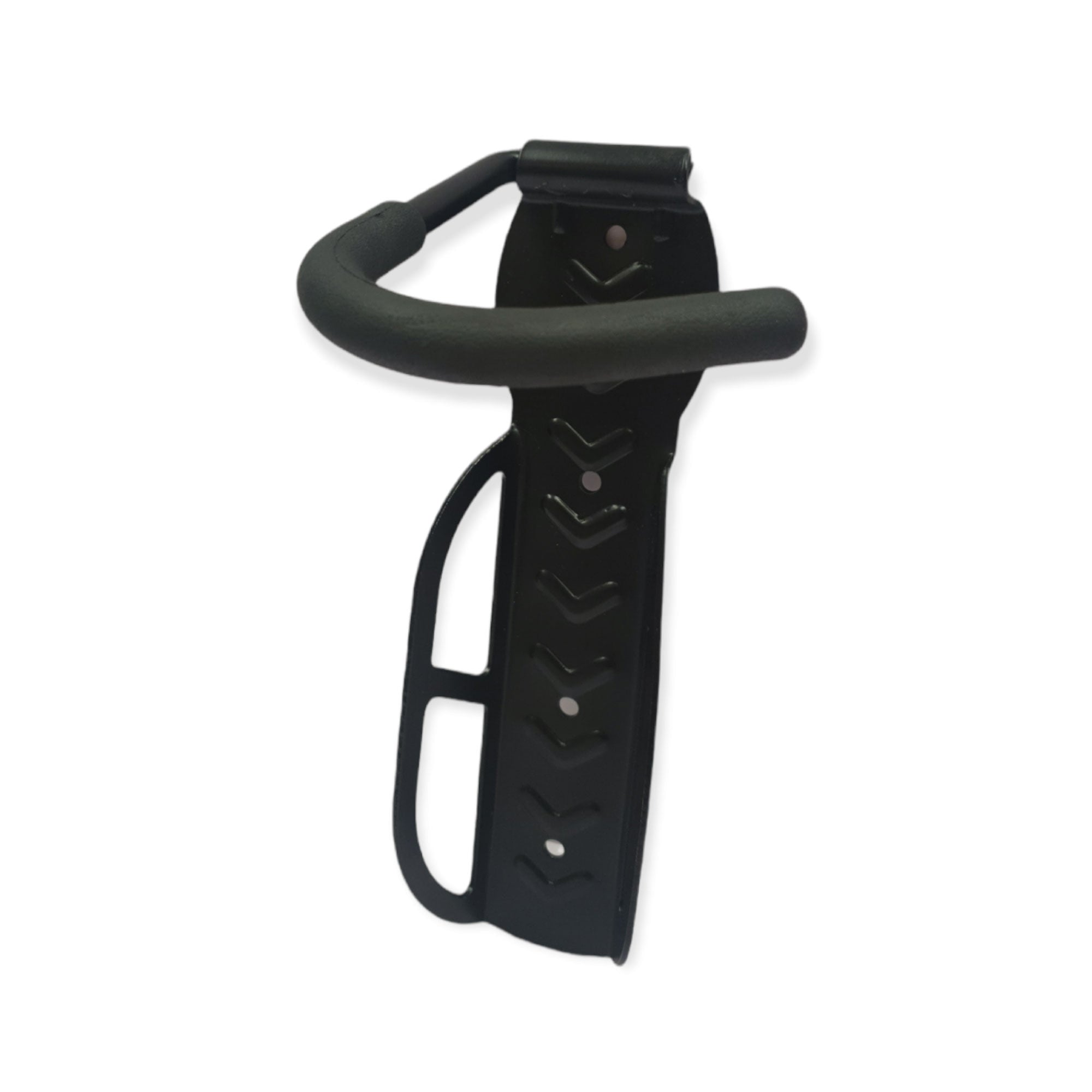 Steel bike wall hook with protective foam sleeve, designed for garage and patio use.