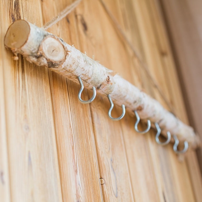 Birch Wood Craft Wall Hanger featuring natural khaki color, hemp rope, and metal hook, ideal for decorative display.