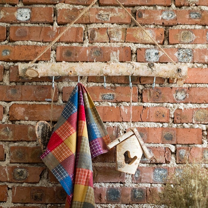 Birch Wood Craft Wall Hanger featuring natural khaki color, hemp rope, and metal hook, ideal for decorative display.