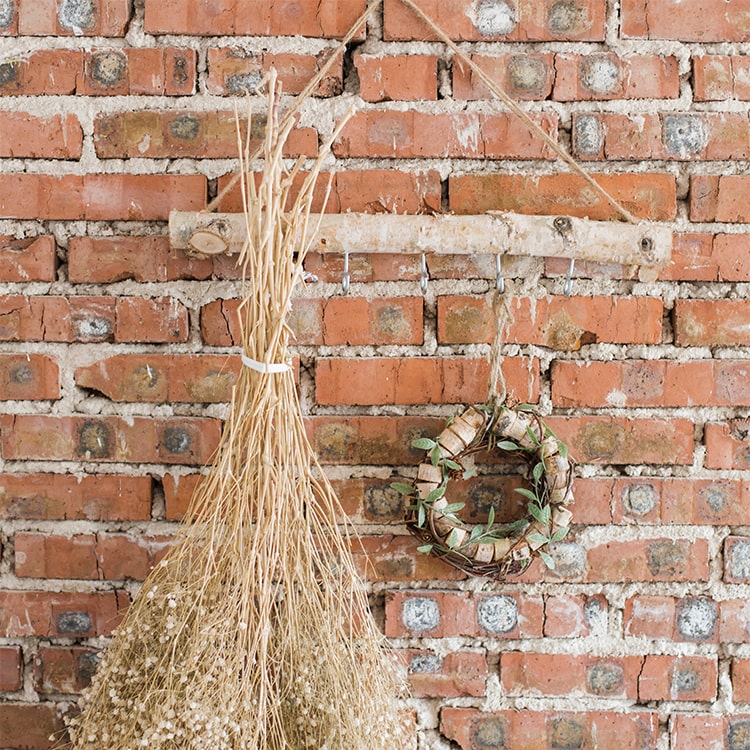 Birch Wood Craft Wall Hanger featuring natural khaki color, hemp rope, and metal hook, ideal for decorative display.