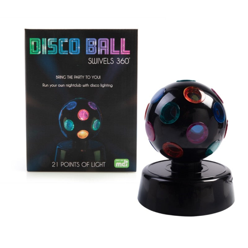 A stylish black 4 inch disco ball reflecting light, perfect for parties and events.