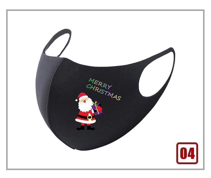 Black Christmas mask featuring a festive Santa Claus design, perfect for holiday celebrations.