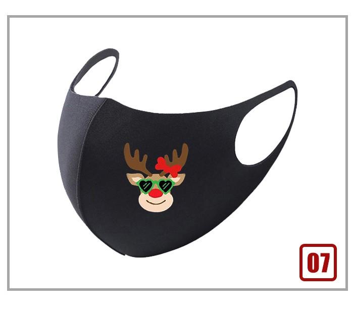 Black Christmas mask featuring a festive Santa Claus design, perfect for holiday celebrations.