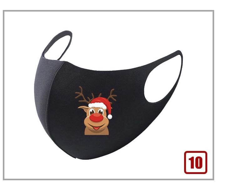 Black Christmas mask featuring a festive Santa Claus design, perfect for holiday celebrations.