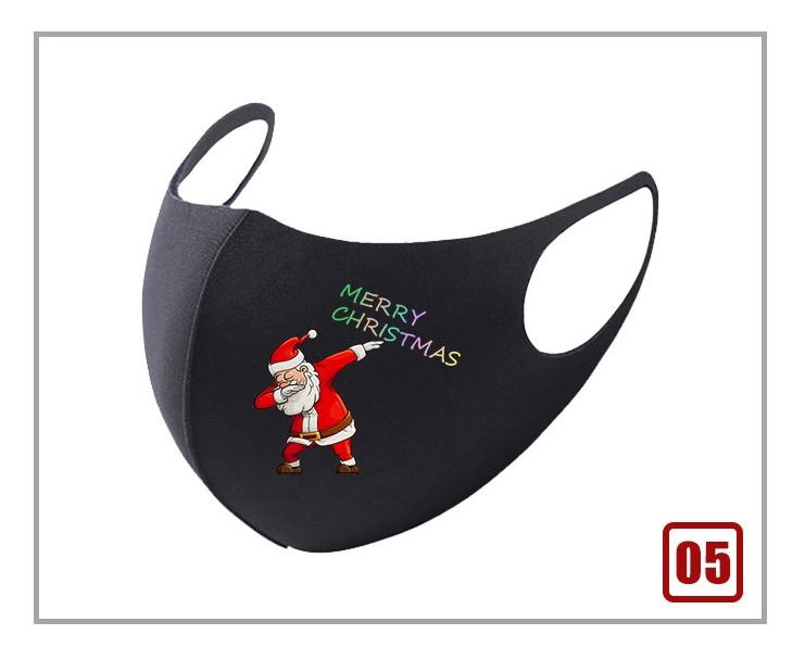 Black Christmas mask featuring a festive Santa Claus design, perfect for holiday celebrations.