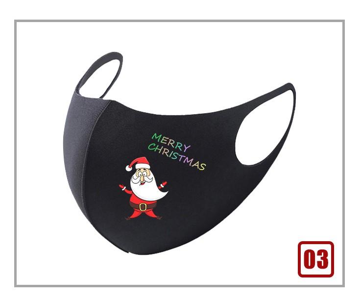 Black Christmas mask featuring a festive Santa Claus design, perfect for holiday celebrations.