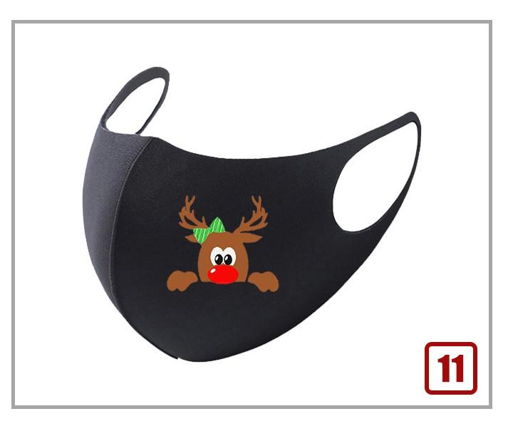 Black Christmas mask featuring a festive Santa Claus design, perfect for holiday celebrations.