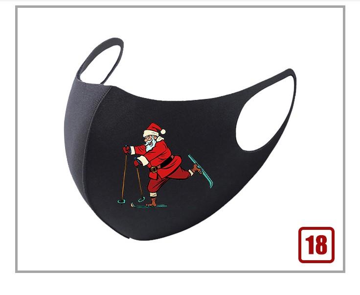 Black Christmas mask featuring a festive Santa Claus design, perfect for holiday celebrations.