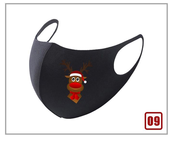 Black Christmas mask featuring a festive Santa Claus design, perfect for holiday celebrations.