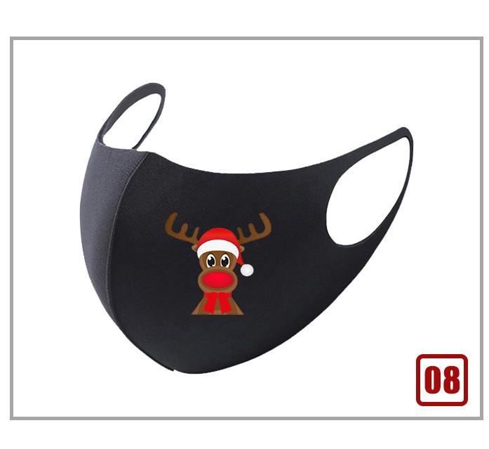 Black Christmas mask featuring a festive Santa Claus design, perfect for holiday celebrations.