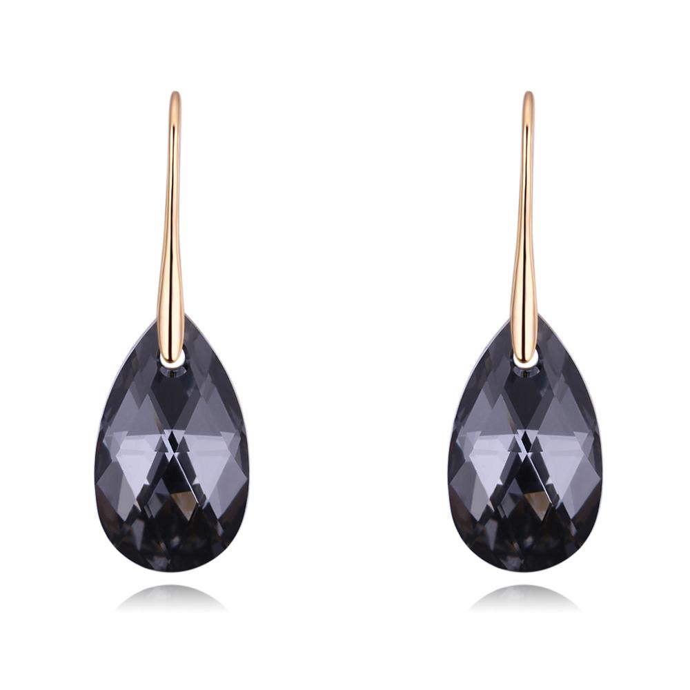 Elegant Black Crystals From Swarovski Drop Earrings featuring a vintage bohemian design with heart-shaped charms.