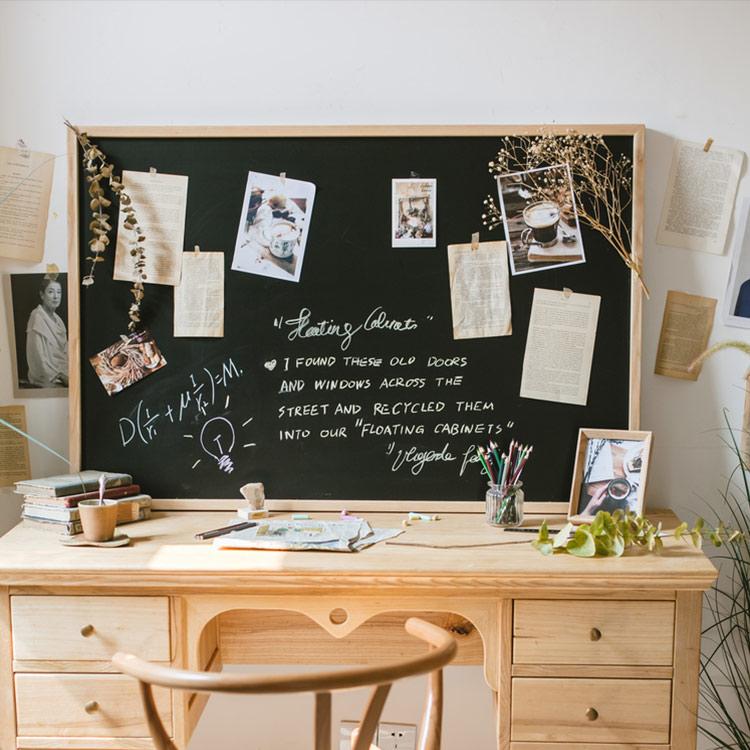 Black Magnetic Chalk Board with Solid Wood Frame, showcasing its sleek design and various sizes.