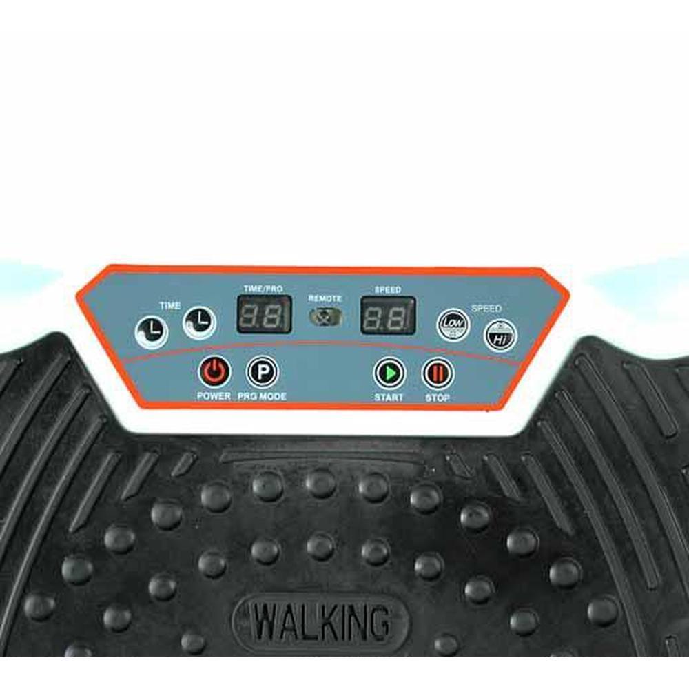 Black Vibration Machine Platform with remote control and resistance bands, designed for effective exercise and fitness.