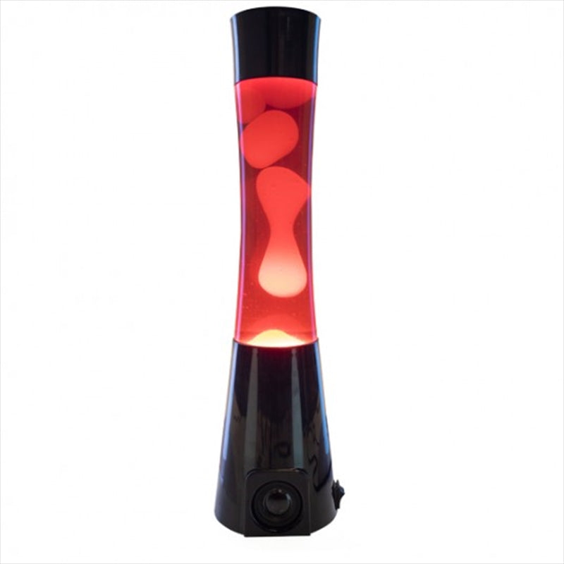 A stylish Black/Red/Yellow Motion Lamp Bluetooth Speaker with vibrant yellow lava in red liquid, featuring a glossy black casing.