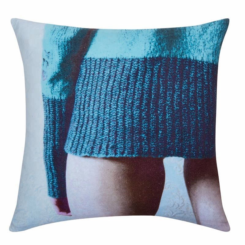 Blaze Jumper Designer Cushion Cover featuring a funky short jumper design in vibrant multicolors, perfect for home decor.