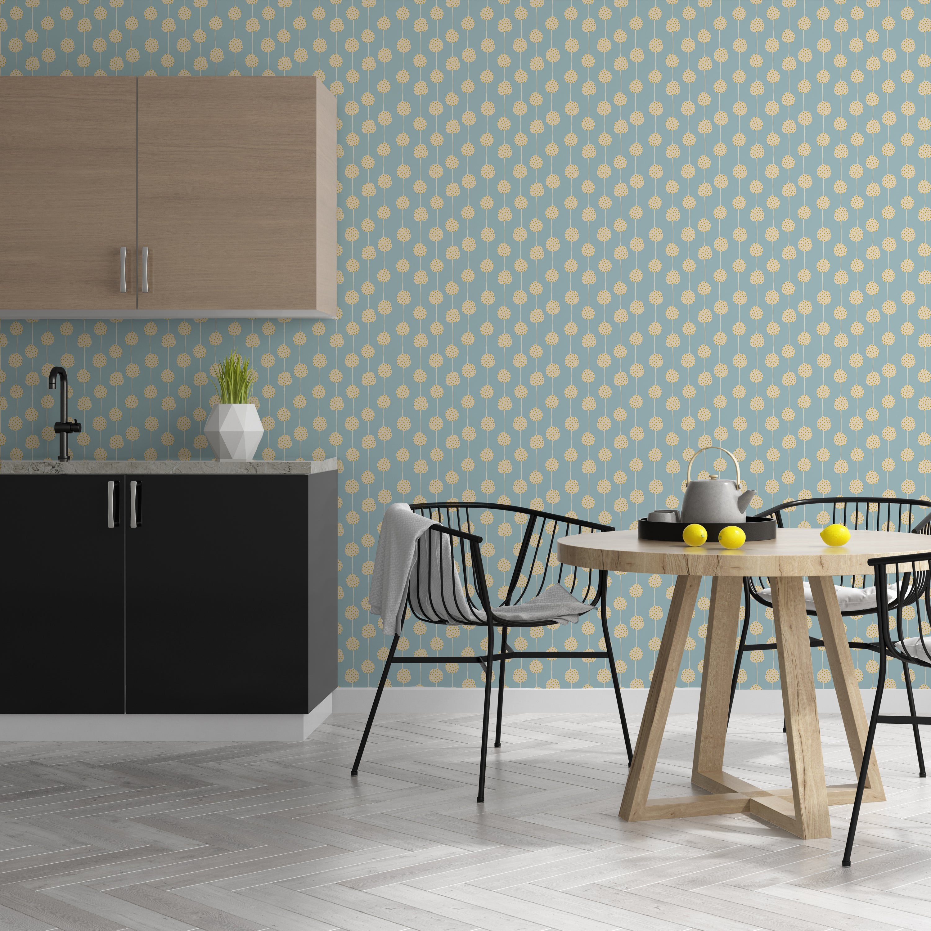 Blossom Parade Wallpaper featuring vibrant colors and modern floral patterns, perfect for home decor.