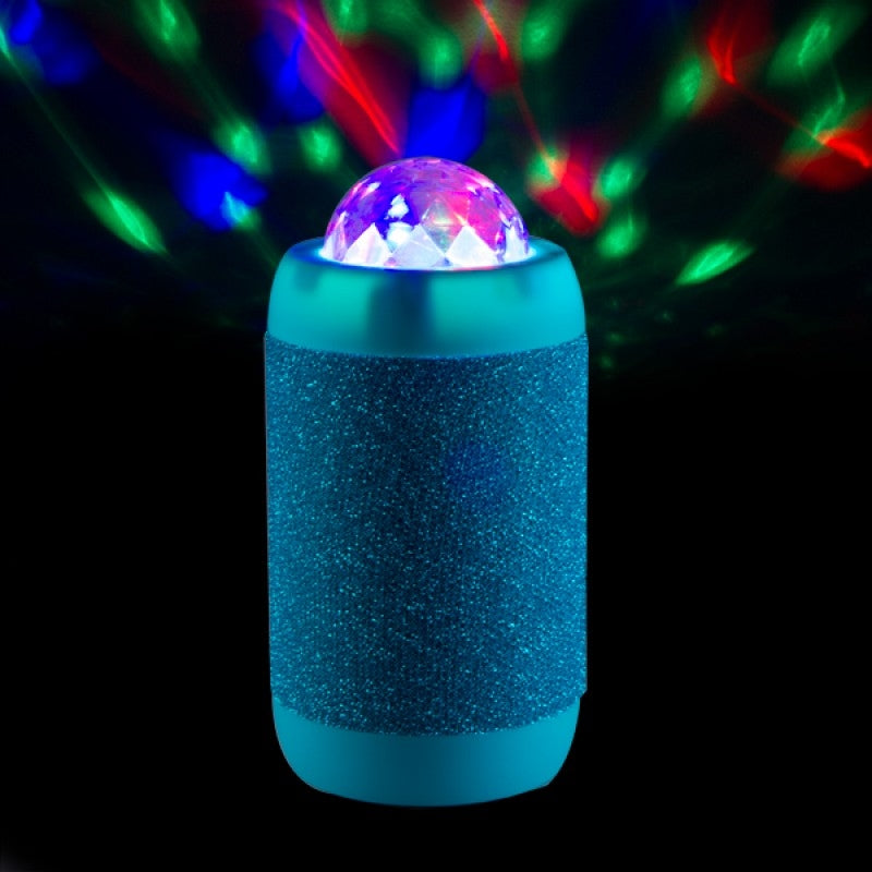 Blue Disco Ball Wireless Speaker with colorful lights and Bluetooth connectivity, perfect for parties.