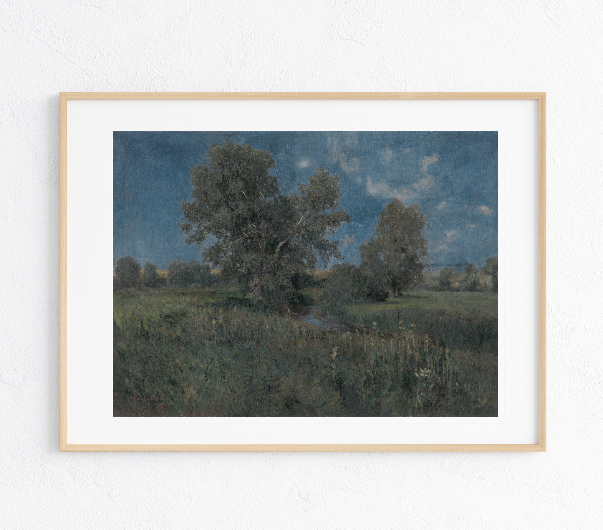 A vibrant Blue Sky Art Print featuring a breathtaking landscape with rich colors and textures, perfect for home decor.