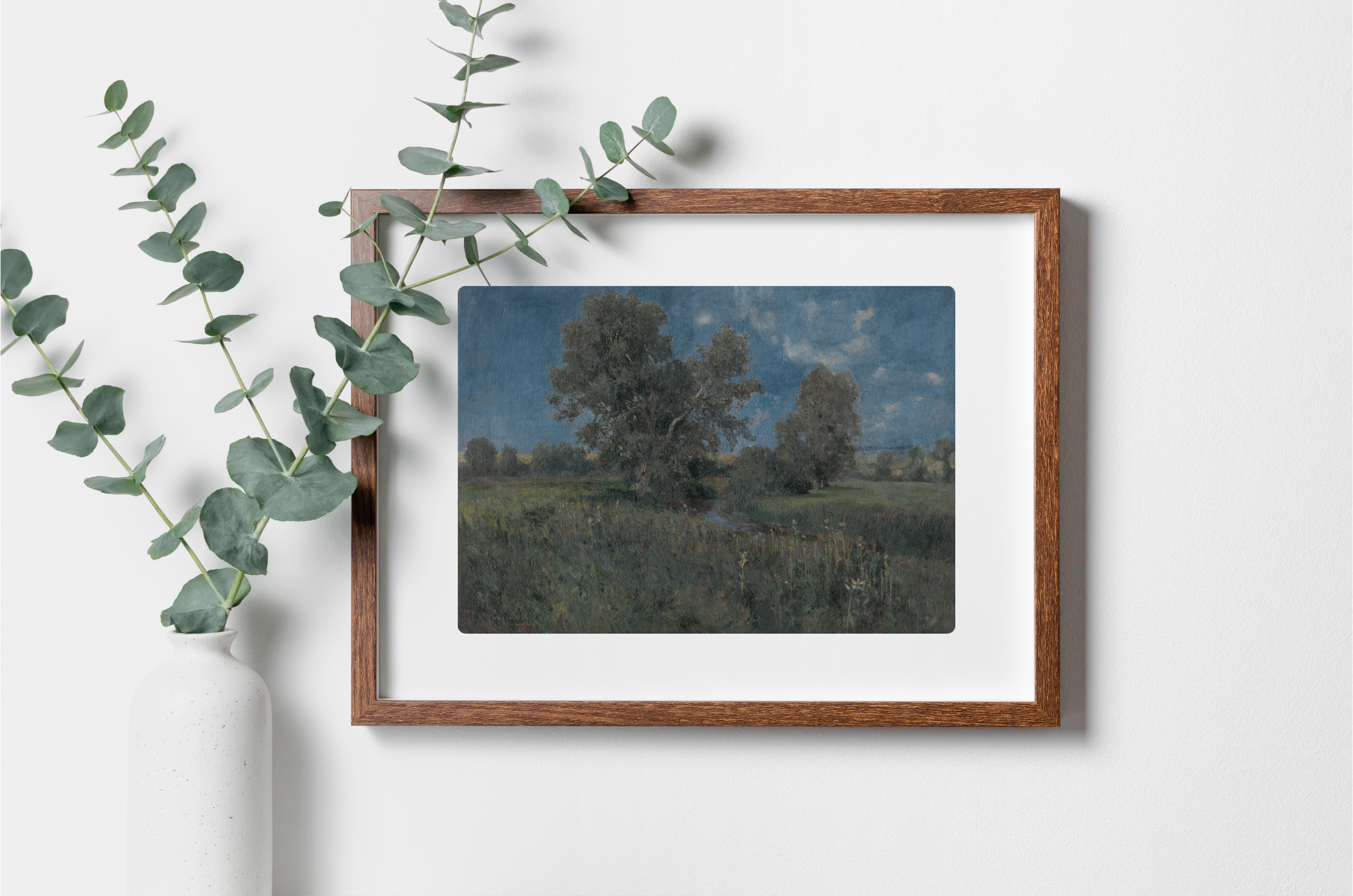 A vibrant Blue Sky Art Print featuring a breathtaking landscape with rich colors and textures, perfect for home decor.